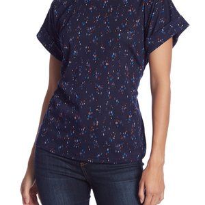 EMELIA Short Sleeve Scoop Neck Tie Front Blouse